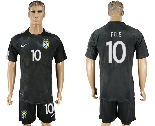 Brazil #10 Pele Black Soccer Country Jersey